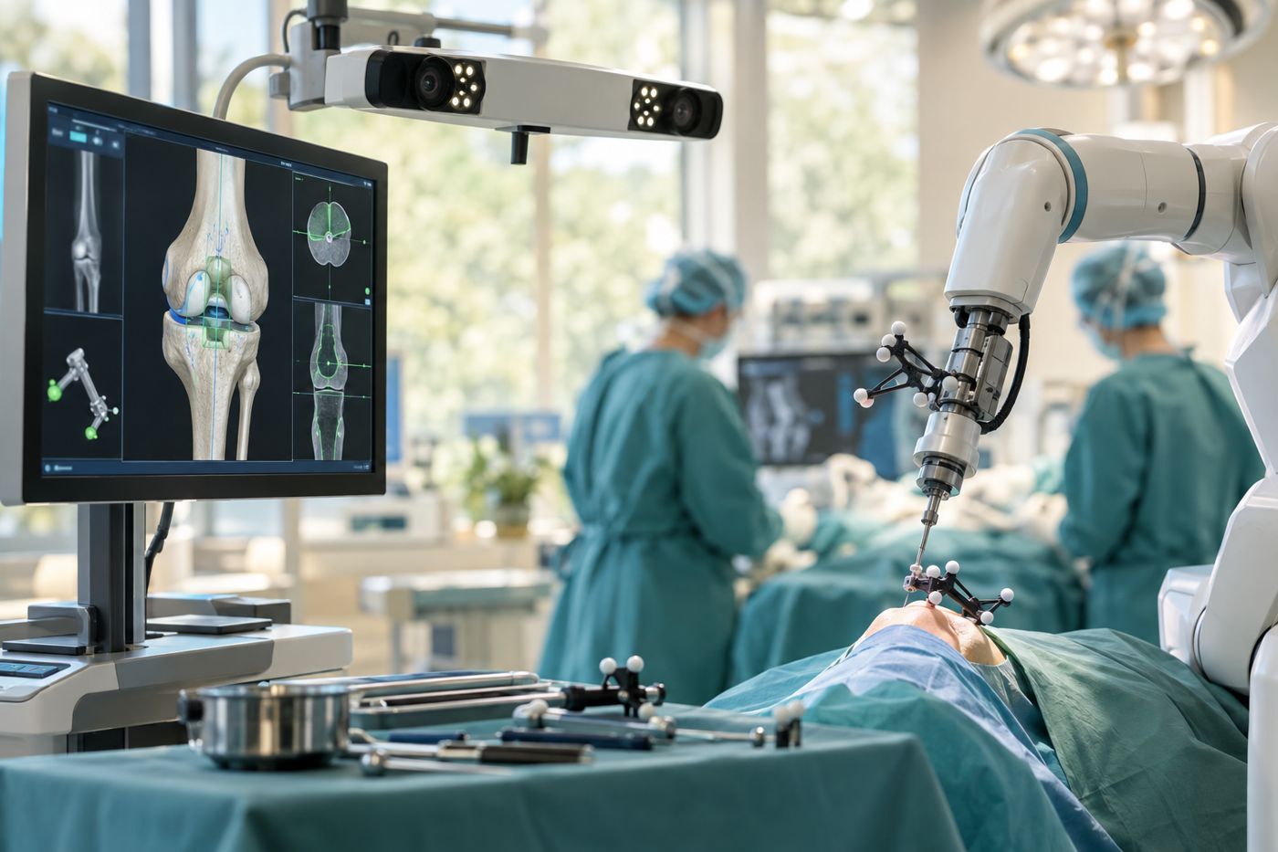 Sala operatoria per la chirurgia ortopedica computer e robot assistita